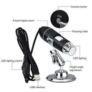 KKSQ Professional Digital Microscope 1600X with 8LED Light USB Digital Microscope Endoscope Camera Magnifier Zoom with Adjustable Stand