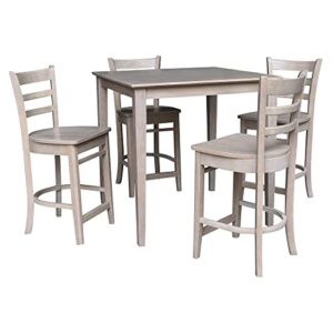 ic international concepts counterheight 4 stools dining table set, washed gray taupe