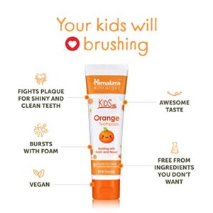 Himalaya Botanique Kids Toothpaste, Orange Flavor to Reduce Plaque and Keep Kids Brushing Longer, Fluoride Free, 4 oz, 4 Pack