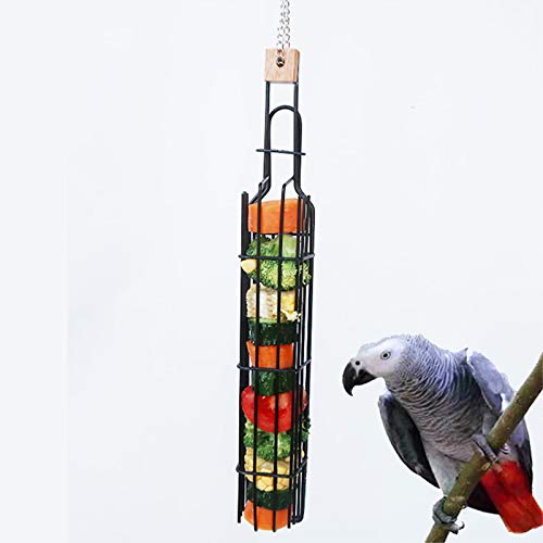 Bird Food Holder Parrot Feeders，Hanging Bird Foraging Toy Fruit Vegetable Storage Basket，Bird Treat Skewer Stick Holder，Small Animals Outside Feeding Tool Chews Toys for Parakeets Conures Cockatiels