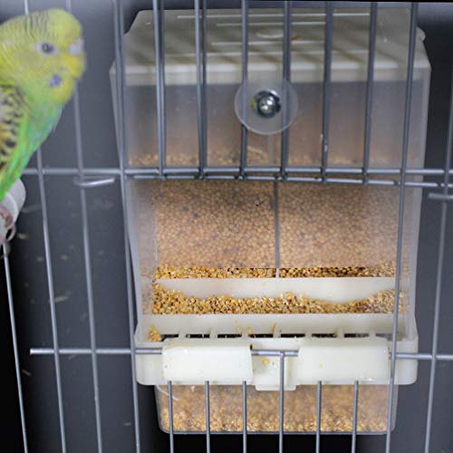 TEHAUX No-Mess Automatic Bird Feeder,Parrot Integrated Automatic Feeder- Parrot Feeder Cage Accessories Supplies for Parakeet Canary Cockatiel Finch