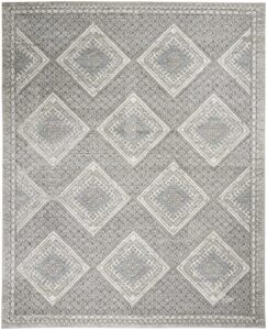 nourison concerto vintage grey/ivory/blue 6'7" x 9'6" area -rug, easy -cleaning, non shedding, bed room, living room, dining room, kitchen (7x10)