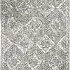 Nourison Concerto Vintage Grey/Ivory/Blue 6'7" x 9'6" Area -Rug, Easy -Cleaning, Non Shedding, Bed Room, Living Room, Dining Room, Kitchen (7x10)