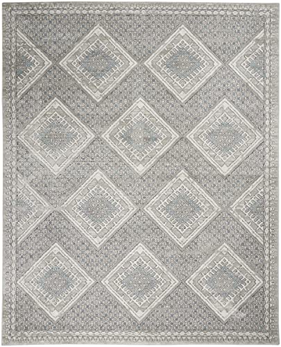 Nourison Concerto Vintage Grey/Ivory/Blue 6'7" x 9'6" Area -Rug, Easy -Cleaning, Non Shedding, Bed Room, Living Room, Dining Room, Kitchen (7x10)