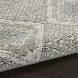 Nourison Concerto Vintage Grey/Ivory/Blue 6'7" x 9'6" Area -Rug, Easy -Cleaning, Non Shedding, Bed Room, Living Room, Dining Room, Kitchen (7x10)