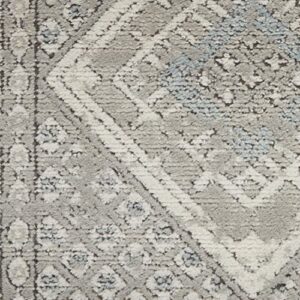 Nourison Concerto Vintage Grey/Ivory/Blue 6'7" x 9'6" Area -Rug, Easy -Cleaning, Non Shedding, Bed Room, Living Room, Dining Room, Kitchen (7x10)