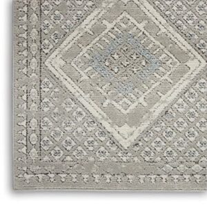 Nourison Concerto Vintage Grey/Ivory/Blue 6'7" x 9'6" Area -Rug, Easy -Cleaning, Non Shedding, Bed Room, Living Room, Dining Room, Kitchen (7x10)