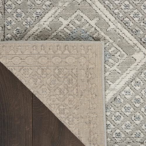 Nourison Concerto Vintage Grey/Ivory/Blue 6'7" x 9'6" Area -Rug, Easy -Cleaning, Non Shedding, Bed Room, Living Room, Dining Room, Kitchen (7x10)