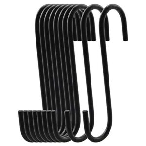 whyhkj 10pcs 6" black antistatic coating steel hanging hooks heavy-duty s hooks home storage organizers accessories