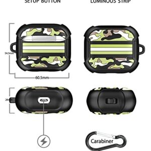 Tamiia Case Compatible with AirPods 3rd Generation (2021) Luminous Cover, Rugged Corner Design AirPods 3 Camo Case, Full-Body Shock Protective Cover with Keychain for AirPods 3 Charging Case, Black