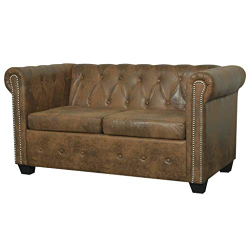 Canditree Modern Luxury Chesterfield Sofa Artificial Leather, 2-Seater Couch Loveseat for Living Room