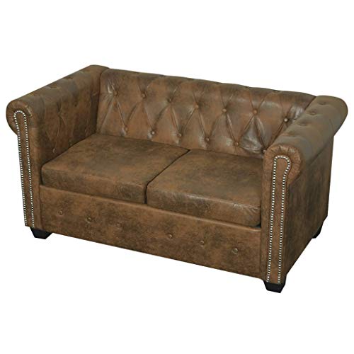 Canditree Modern Luxury Chesterfield Sofa Artificial Leather, 2-Seater Couch Loveseat for Living Room