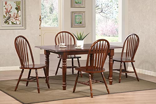 Sunset Trading Andrews Arrowback Windsor Dining Side Chair Chestnut Brown Solid Wood Set of 2