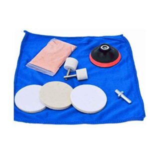 calidaka 9pcs/set glass polishing kit, car windshield polishing kit, scratch removal set, deep scratch remover ceric dioxide abrasive discs polish pad felt for windscreen and glass