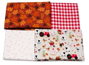 fat quarter fabric bundle; 100% cotton; for quilting, sewing and crafts (autumn farm (4))