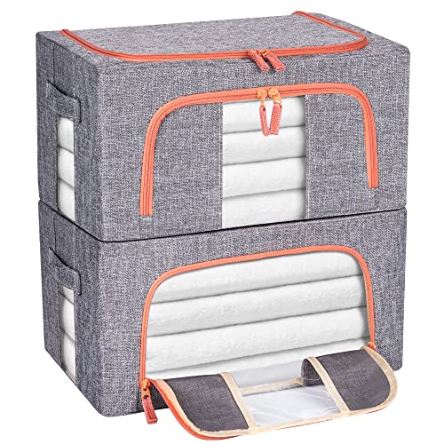 WestonBasics 23QT Stackable Storage Containers for Clothes - Collapsible Steel Frame Storage Bins for Clothes - Sheet Organizers and Storage Box - Clothes Storage Bins - Clothes Storage Organizer