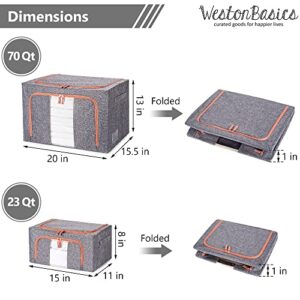 WestonBasics 23QT Stackable Storage Containers for Clothes - Collapsible Steel Frame Storage Bins for Clothes - Sheet Organizers and Storage Box - Clothes Storage Bins - Clothes Storage Organizer