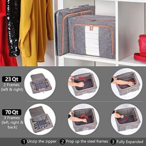 WestonBasics 23QT Stackable Storage Containers for Clothes - Collapsible Steel Frame Storage Bins for Clothes - Sheet Organizers and Storage Box - Clothes Storage Bins - Clothes Storage Organizer