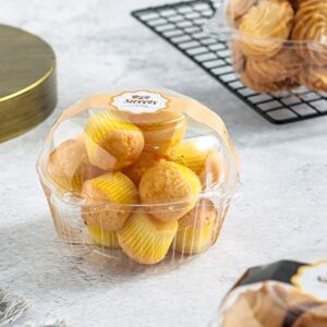 Bekith 150 Pack Individual Cupcake Holder, Thick Clear Plastic Dome Single Cupcake Carrier Muffin Container Holders Cases Boxes Cups for Sandwich, Hamburgers, Fruit, Salad, Party Favor Cake