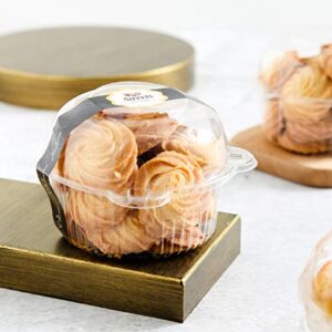 Bekith 150 Pack Individual Cupcake Holder, Thick Clear Plastic Dome Single Cupcake Carrier Muffin Container Holders Cases Boxes Cups for Sandwich, Hamburgers, Fruit, Salad, Party Favor Cake