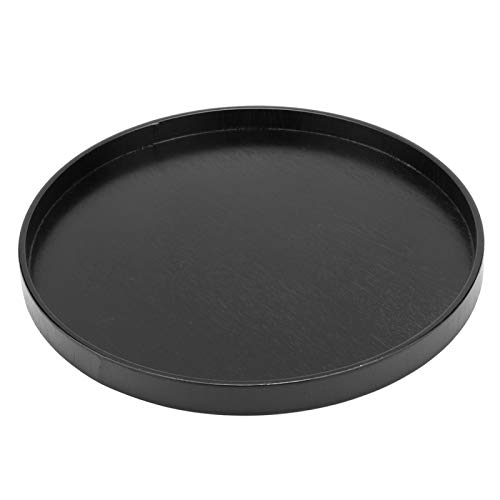 Wooden Serving Tray, Black Round Anti-Slip Tea Table Tray for Home Shop Office Bar(30cm)