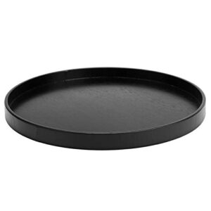 Wooden Serving Tray, Black Round Anti-Slip Tea Table Tray for Home Shop Office Bar(30cm)