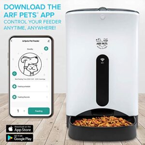 Arf Pets Smart Automatic Pet Feeder with Wi-Fi | Programmable Food Dispenser for Dogs & Cats with Easy App-Controlled Feed Timer, 18-Cup Capacity, Dishwasher-Safe Bowl & Bucket | for iPhone & Android