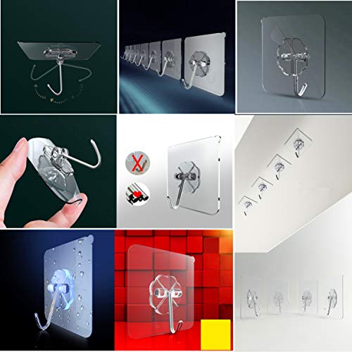 KK5 Adhesive Wall Hooks Hangers Heavy Duty 13 Pounds Sticky Hooks for Hanging for Kitchen Livingroom Bedroom Student Dormitory Stainless Steel Ceiling Hanger