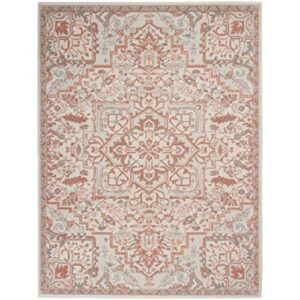 Nourison Elation Floral Ivory Brick 4' x 6' Area -Rug, Easy -Cleaning, Non Shedding, Bed Room, Living Room, Dining Room, Kitchen (4x6)