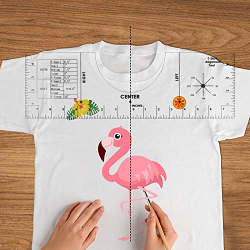 Juome T-Shirt Alignment Tool, T Shirt rulers to Center Designs, Acrylic T-Shirt Graphic Guide Ruler for Vinyl Placement-HTV Tool (16×5inch)