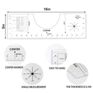 Juome T-Shirt Alignment Tool, T Shirt rulers to Center Designs, Acrylic T-Shirt Graphic Guide Ruler for Vinyl Placement-HTV Tool (16×5inch)