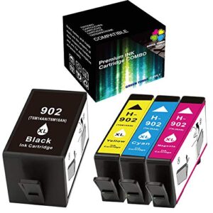 (pack of 4) gts (latest upgraded chips) compatible replacement for hp 902bk 902xl ink cartridges 902 black large volume for hp printer officejet 6960 6964 6966 6978 6979, (basic set, bcym)