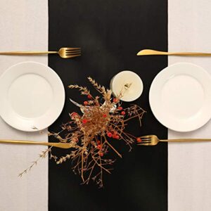 5 Pack Black Table Runners 12 x 108 Inches Long Smooth Satin Silk Black Table Runner for New Year Party Black Valentine's Day Wedding Birthday Banquet