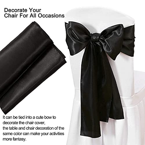 5 Pack Black Table Runners 12 x 108 Inches Long Smooth Satin Silk Black Table Runner for New Year Party Black Valentine's Day Wedding Birthday Banquet