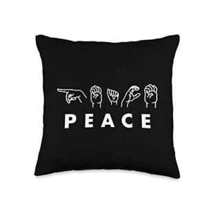 peace sign language love als ideas peace sign language hands valentines day asl throw pillow, 16x16, multicolor