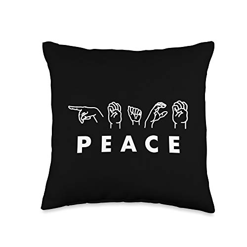 Peace Sign Language Love ALS Ideas Peace Sign Language Hands Valentines Day ASL Throw Pillow, 16x16, Multicolor