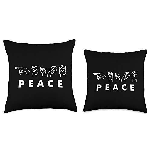 Peace Sign Language Love ALS Ideas Peace Sign Language Hands Valentines Day ASL Throw Pillow, 16x16, Multicolor