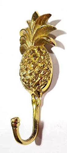 4 1/4" Pineapple Hook Shiny Solid Brass Hanger, Coat Hat Towel Hook, Hanger, House Warming, Tropical Decor, Welcome,Robe Hooks,Coats #Q11