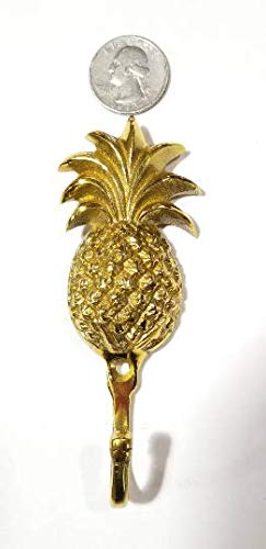 4 1/4" Pineapple Hook Shiny Solid Brass Hanger, Coat Hat Towel Hook, Hanger, House Warming, Tropical Decor, Welcome,Robe Hooks,Coats #Q11