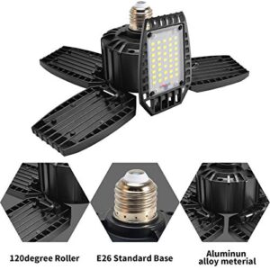 LUSAF 15000LM LED Garage Light 150W Aluminum Alloy Garage Ceiling Lights with E26 E27 Medium Base 5 Adjustable Panels Shop Light Barn Light Bay Light Garage Lighting