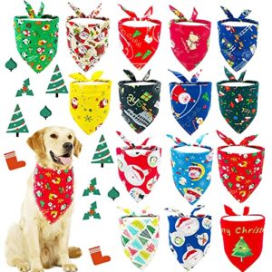 pet show pack of 15 christmas dog bandanas bulk for small medium dogs cats puppies triangle bibs xmas costumes party grooming accessories washable scarfs for boy girl doggies rabbits