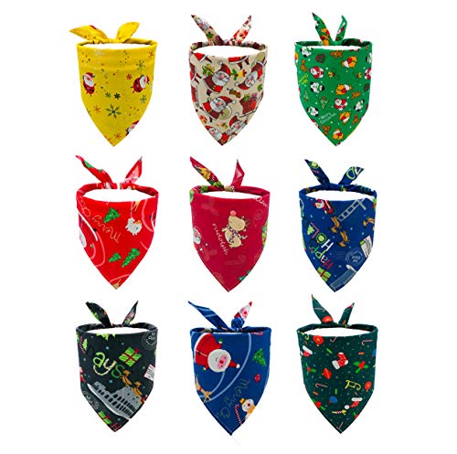 PET SHOW Pack of 15 Christmas Dog Bandanas Bulk for Small Medium Dogs Cats Puppies Triangle Bibs Xmas Costumes Party Grooming Accessories Washable Scarfs for Boy Girl Doggies Rabbits