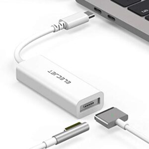 ELECJET AnyWatt USB C Adapter Compatible with MacBook MagSafe Charger, Type-C to MagSafe Converter for Thunderbolt Cinema Display Charging M1 MacBook Pro Air (White)