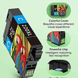 SEOKOK Remanufactured Ink Cartridge Replacement for Epson 220 XL 220XL T220XL, Used for WF-2760 WF-2750 WF-2630 WF-2650 WF-2660 XP-320 XP-420 XP-424 Printer,5Pack