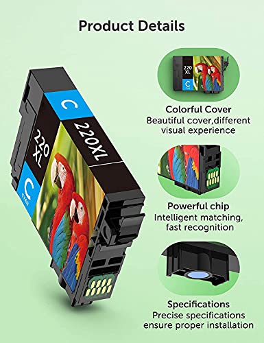 SEOKOK Remanufactured Ink Cartridge Replacement for Epson 220 XL 220XL T220XL, Used for WF-2760 WF-2750 WF-2630 WF-2650 WF-2660 XP-320 XP-420 XP-424 Printer,5Pack