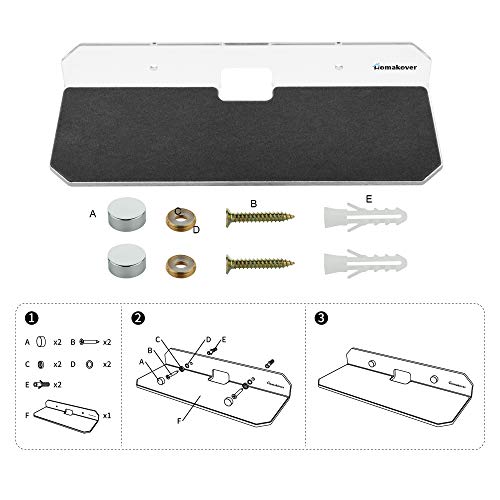 2 Pcs 10" Acrylic Wall Shelf Speaker Stand with Rubbery Surface, Solid Nursery Kids Wall Bookshelf, Invisible Spice Rack, Display Floating Corner Shelf with Cable Clips for Speaker, Webcam, Switch