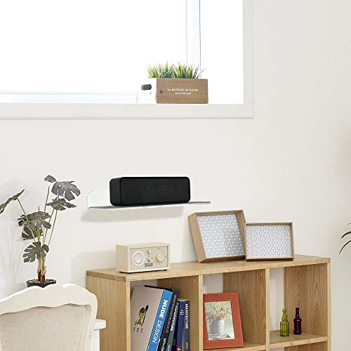 2 Pcs 10" Acrylic Wall Shelf Speaker Stand with Rubbery Surface, Solid Nursery Kids Wall Bookshelf, Invisible Spice Rack, Display Floating Corner Shelf with Cable Clips for Speaker, Webcam, Switch