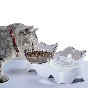 purrbowl orthopedic anti-vomiting cat feeder, 15 degree tilted design neck guard stand raised, for cats and small dog (double)