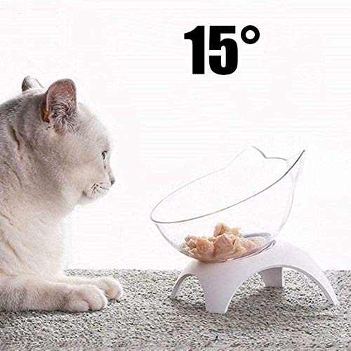 Purrbowl Orthopedic Anti-Vomiting Cat Feeder, 15 Degree Tilted Design Neck Guard Stand Raised, for Cats and Small Dog (Double)