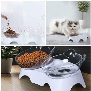 Purrbowl Orthopedic Anti-Vomiting Cat Feeder, 15 Degree Tilted Design Neck Guard Stand Raised, for Cats and Small Dog (Double)